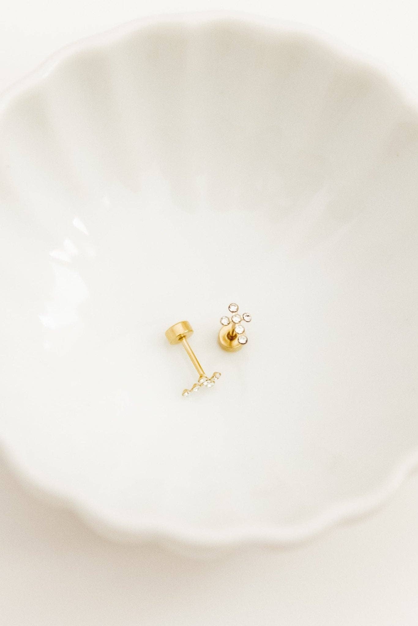 Screwback Stud Earrings - Clara Cross Gold Sparkle - Image 6
