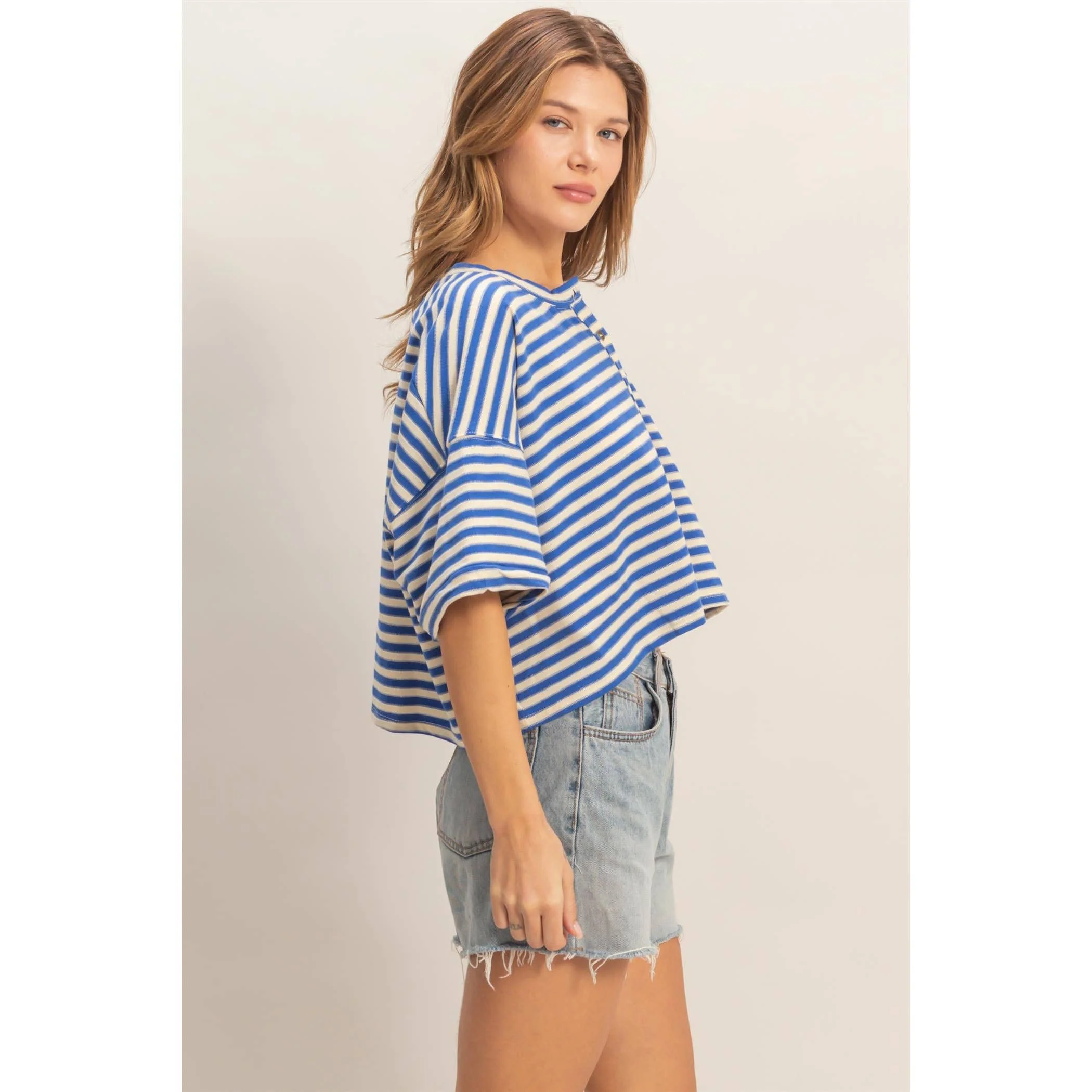 Jada Striped Henley Tee - Image 3