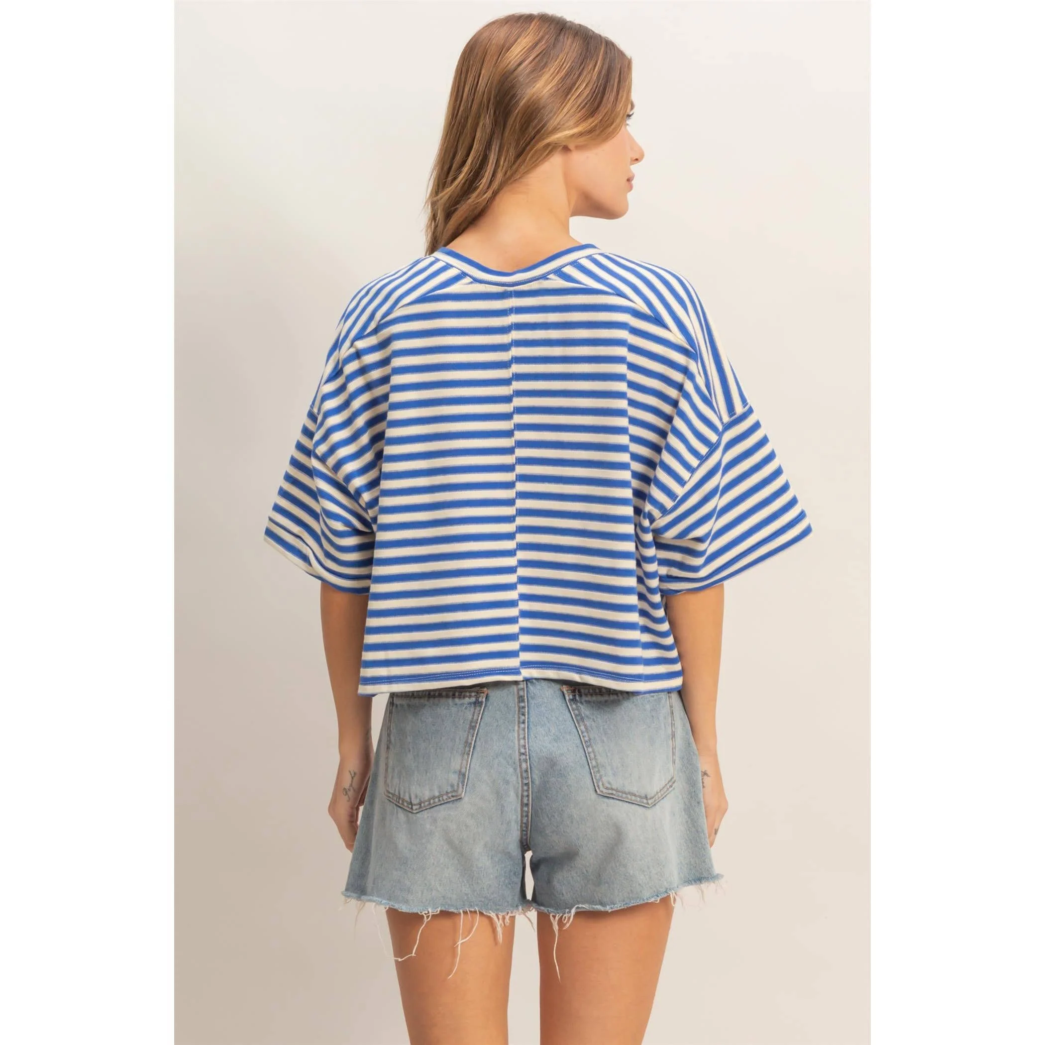 Jada Striped Henley Tee - Image 4
