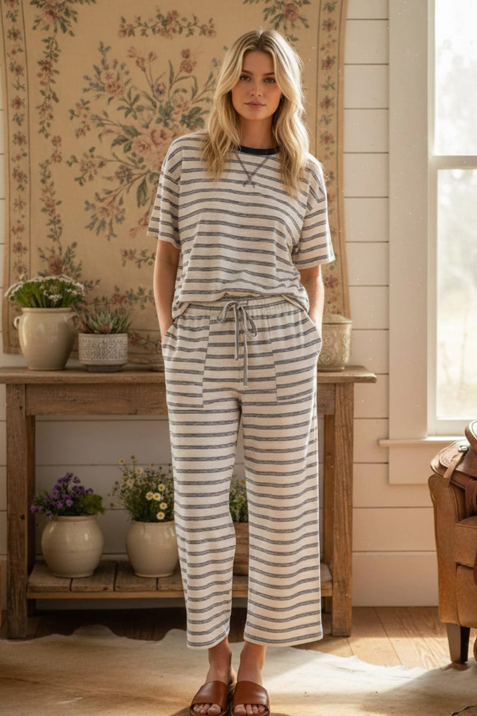 Striped Relaxed Fit Pant Set - Image 4