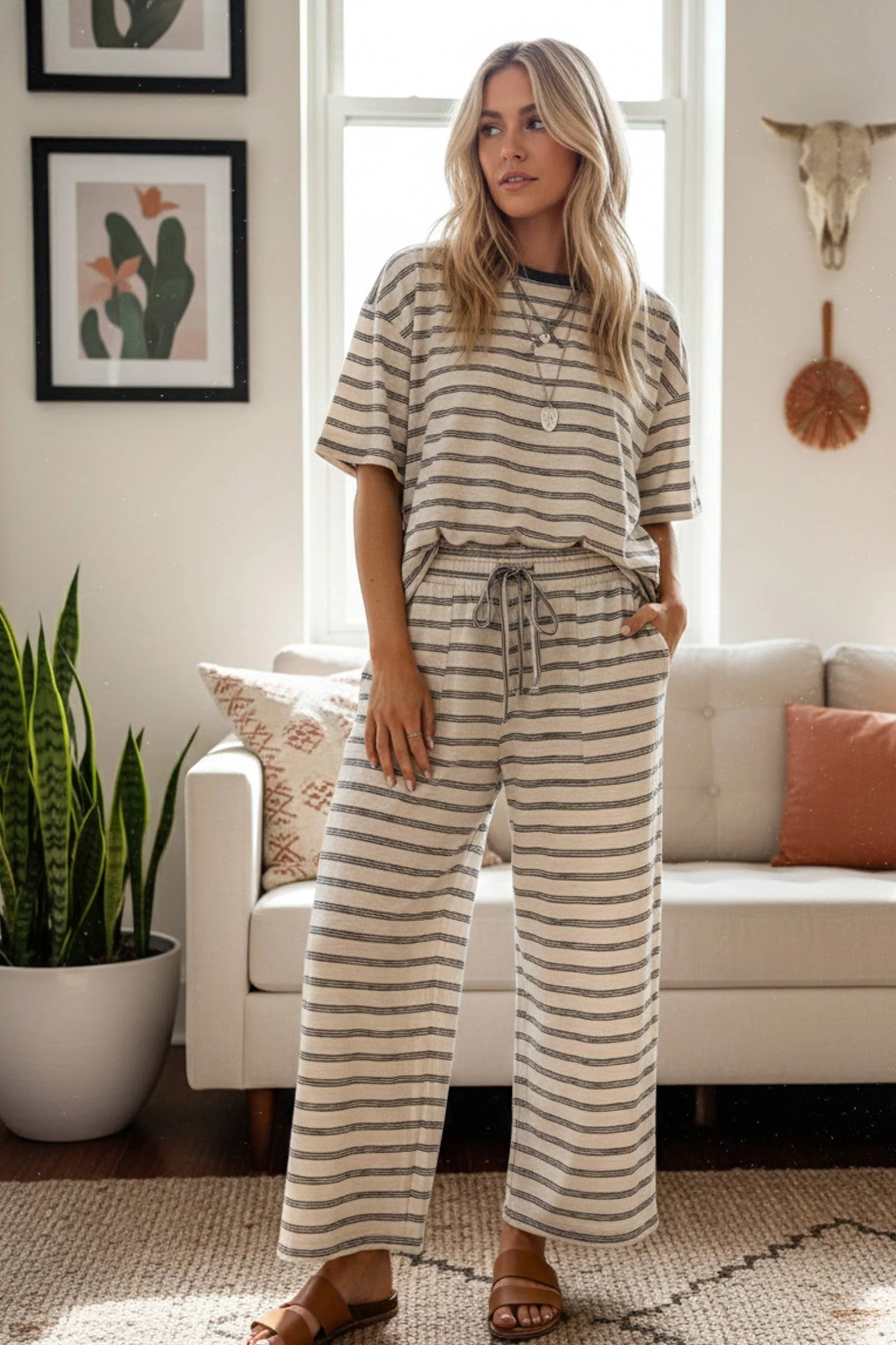 Striped Relaxed Fit Pant Set - Image 8