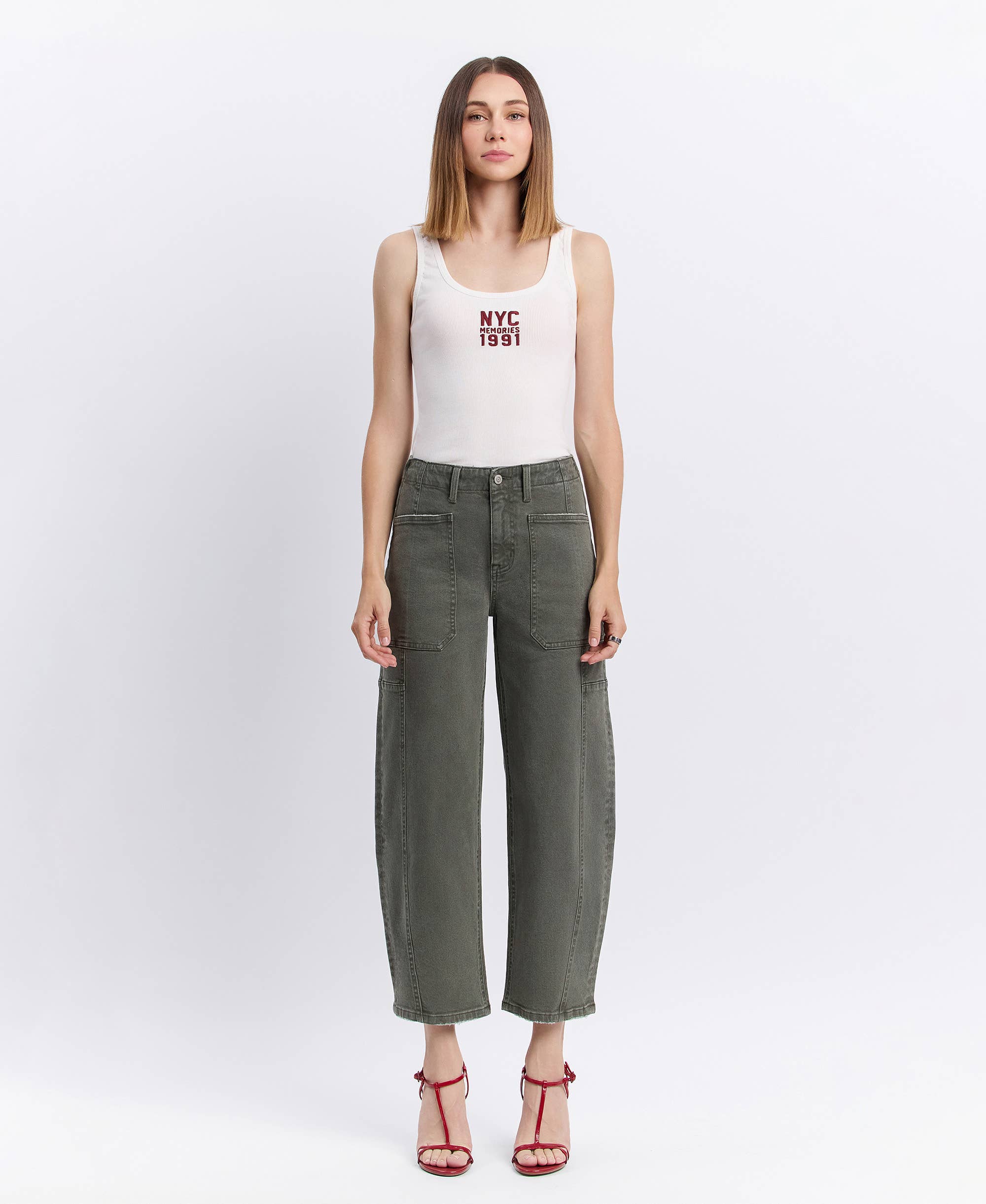 The High Rise Elastic Band Barrel Jean - Image 3