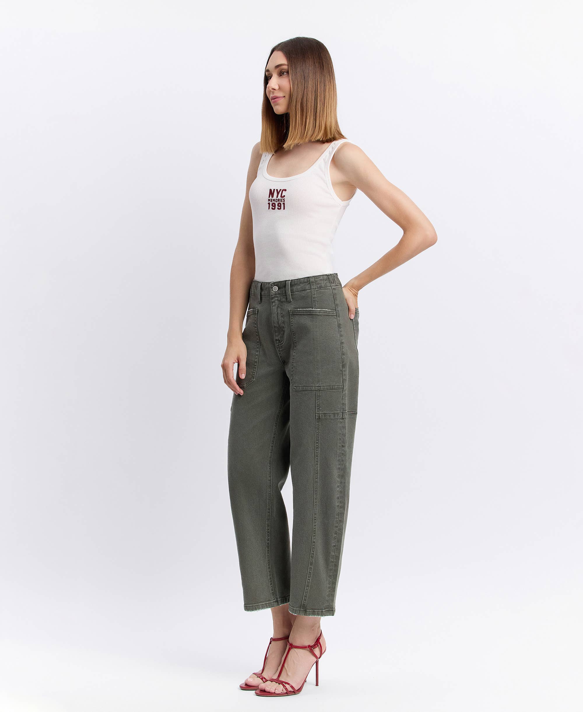 The High Rise Elastic Band Barrel Jean - Image 5
