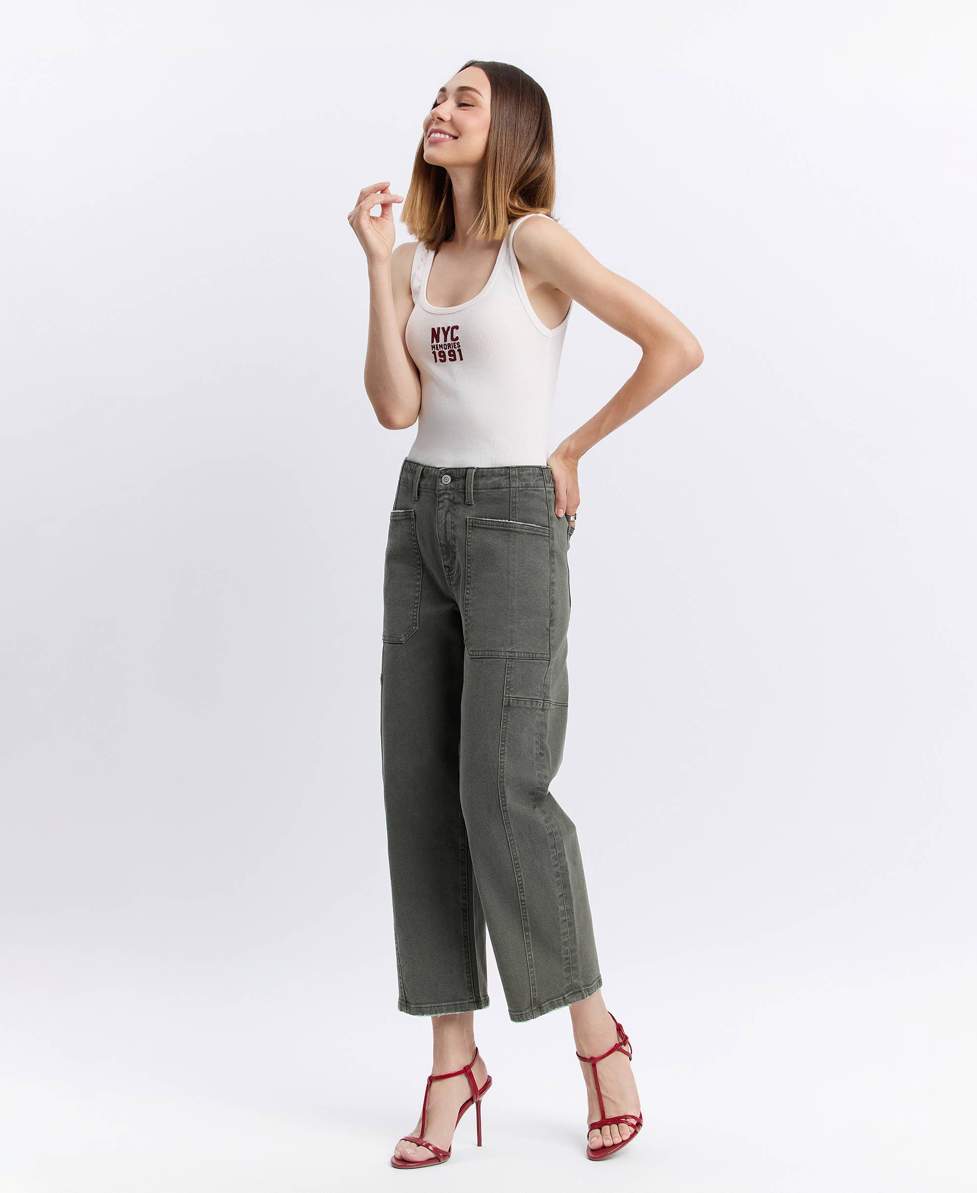 The High Rise Elastic Band Barrel Jean - Image 6