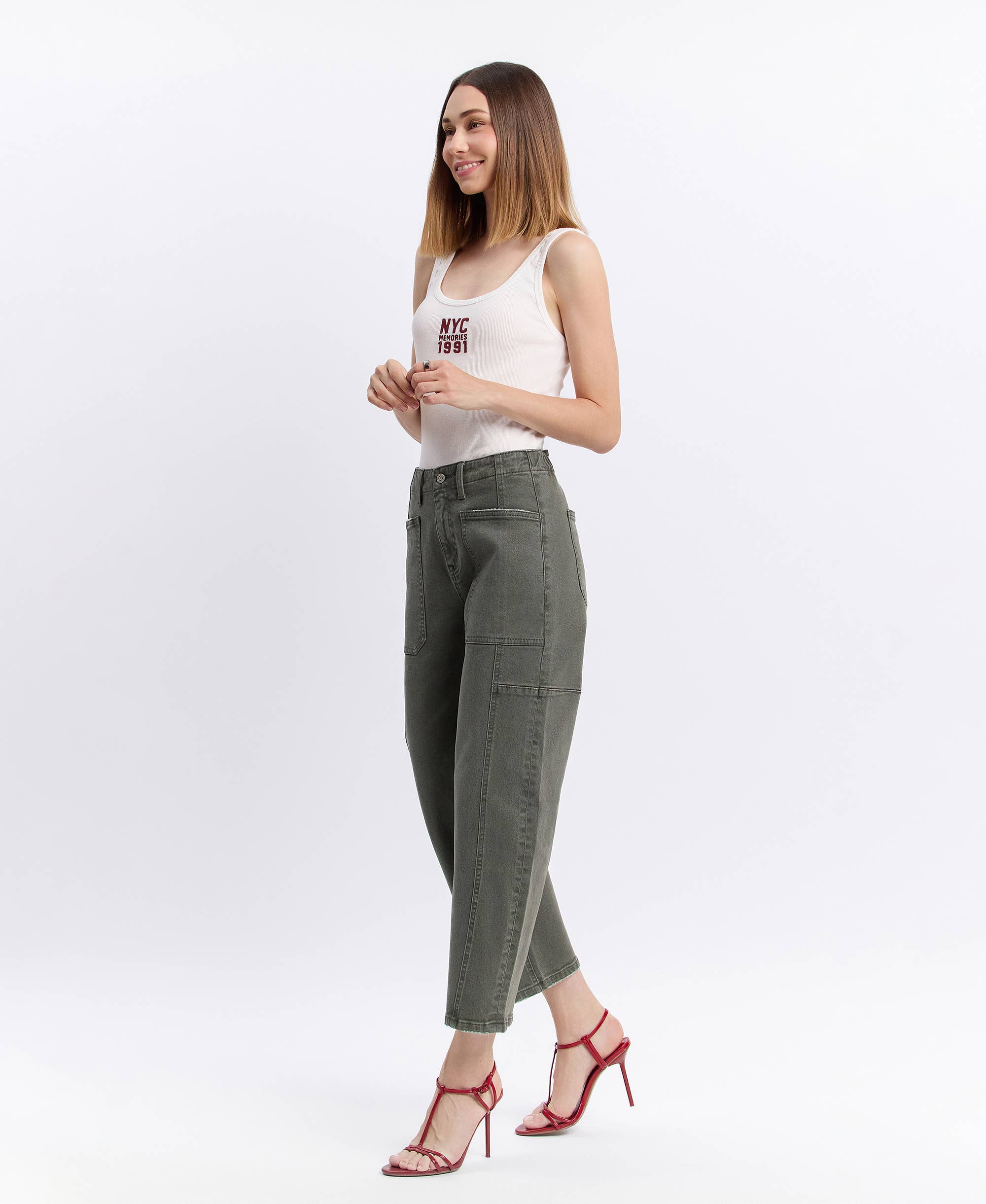 The High Rise Elastic Band Barrel Jean - Image 7