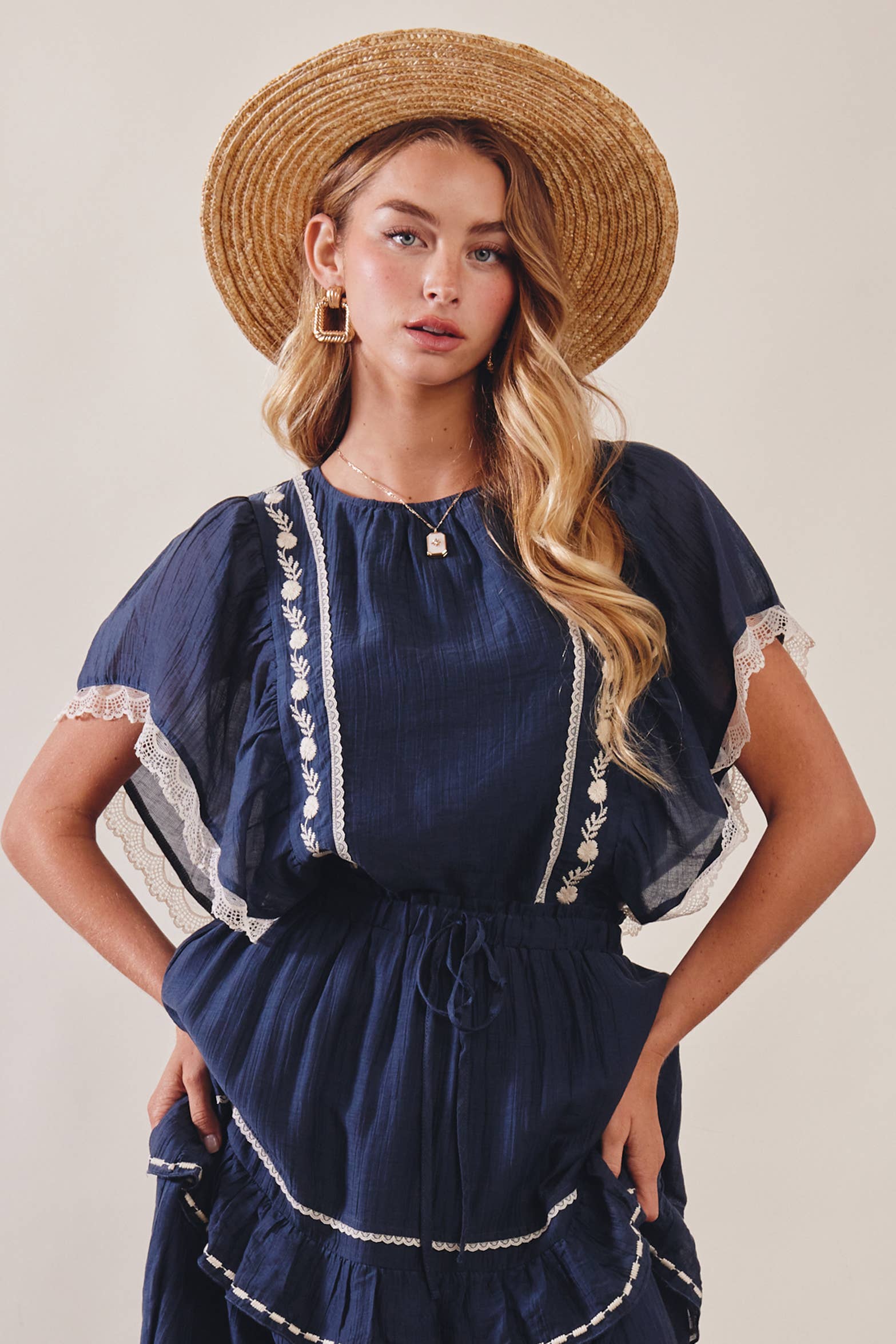 The Lace Trimmed Embroidered Top - Image 12