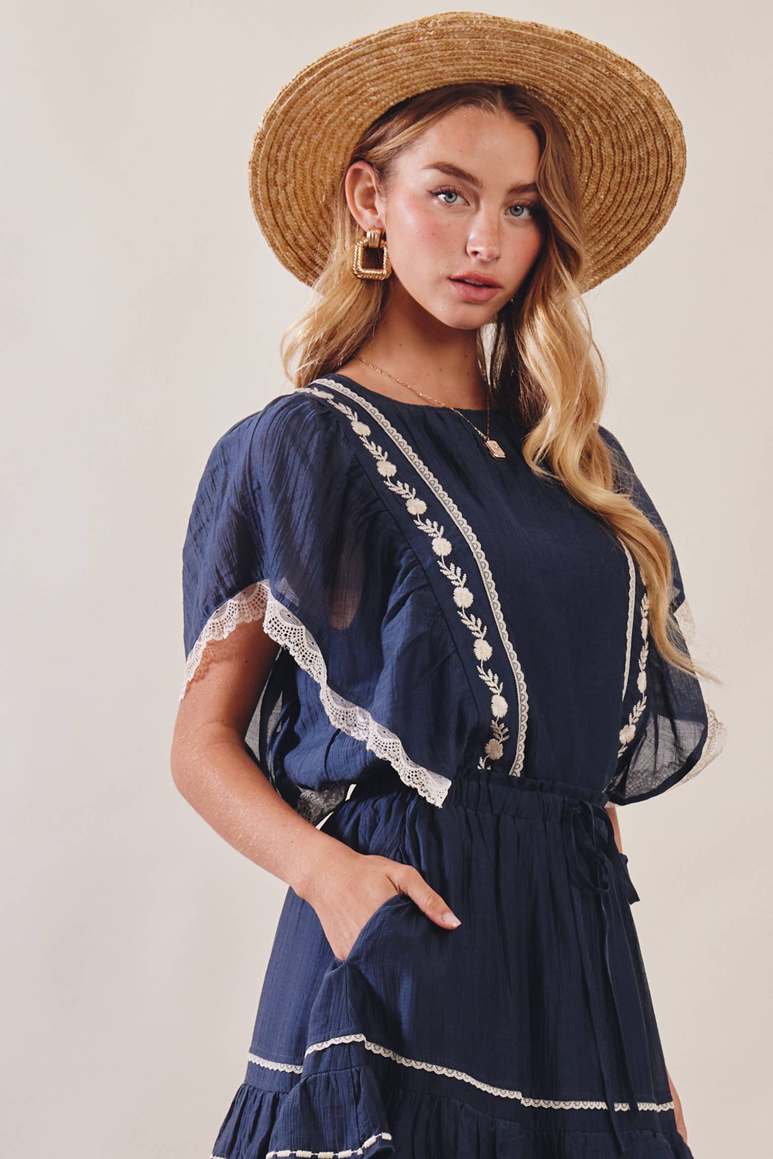 The Lace Trimmed Embroidered Top - Image 14