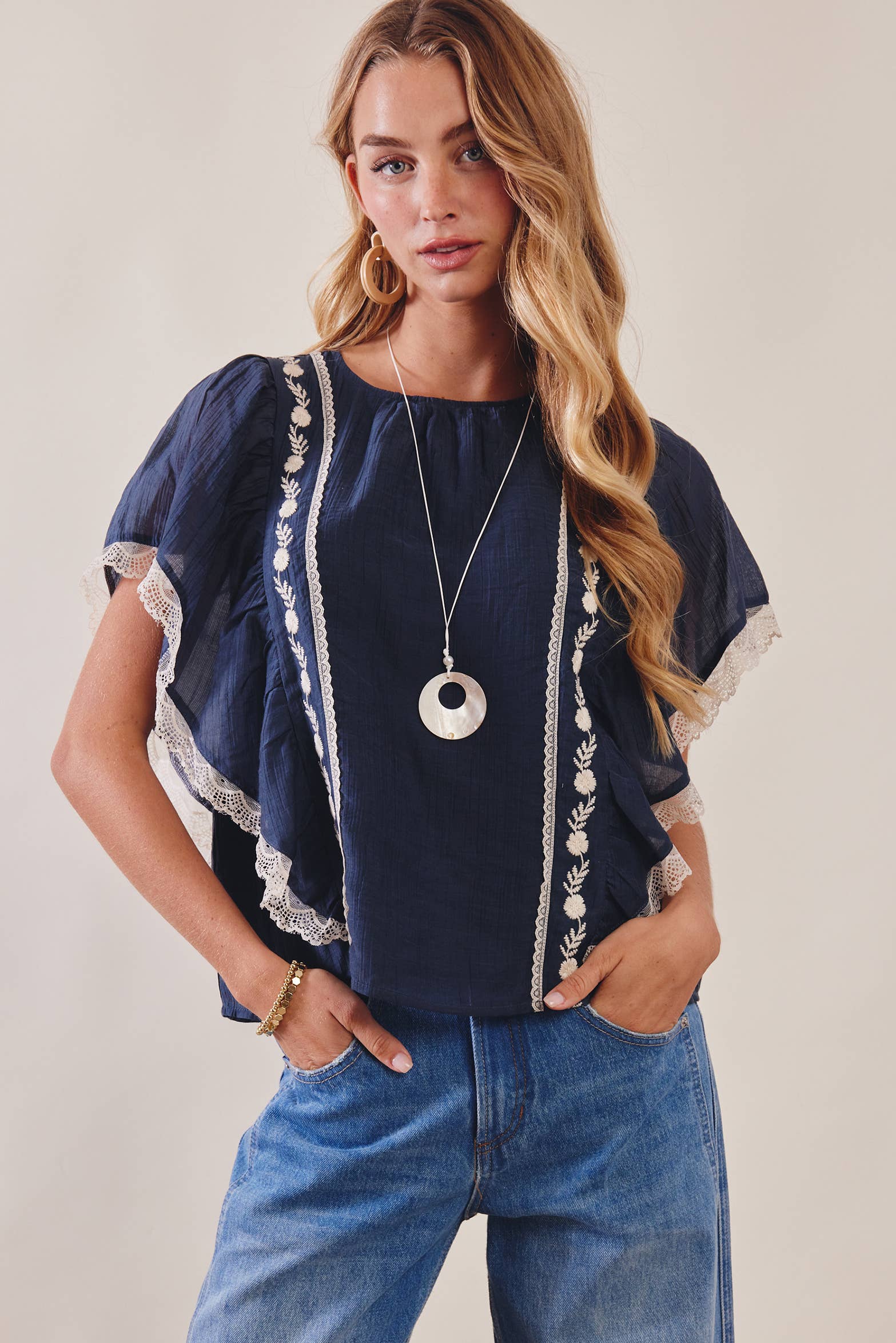 The Lace Trimmed Embroidered Top - Image 3
