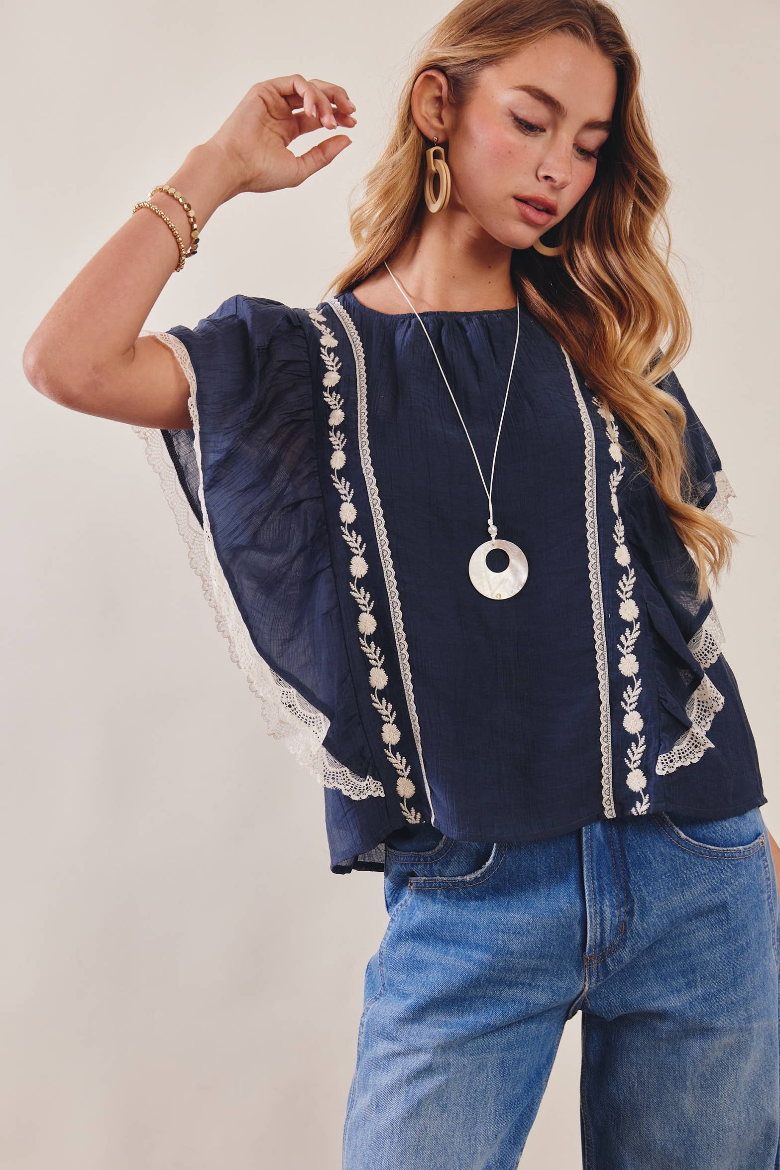 The Lace Trimmed Embroidered Top - Image 4