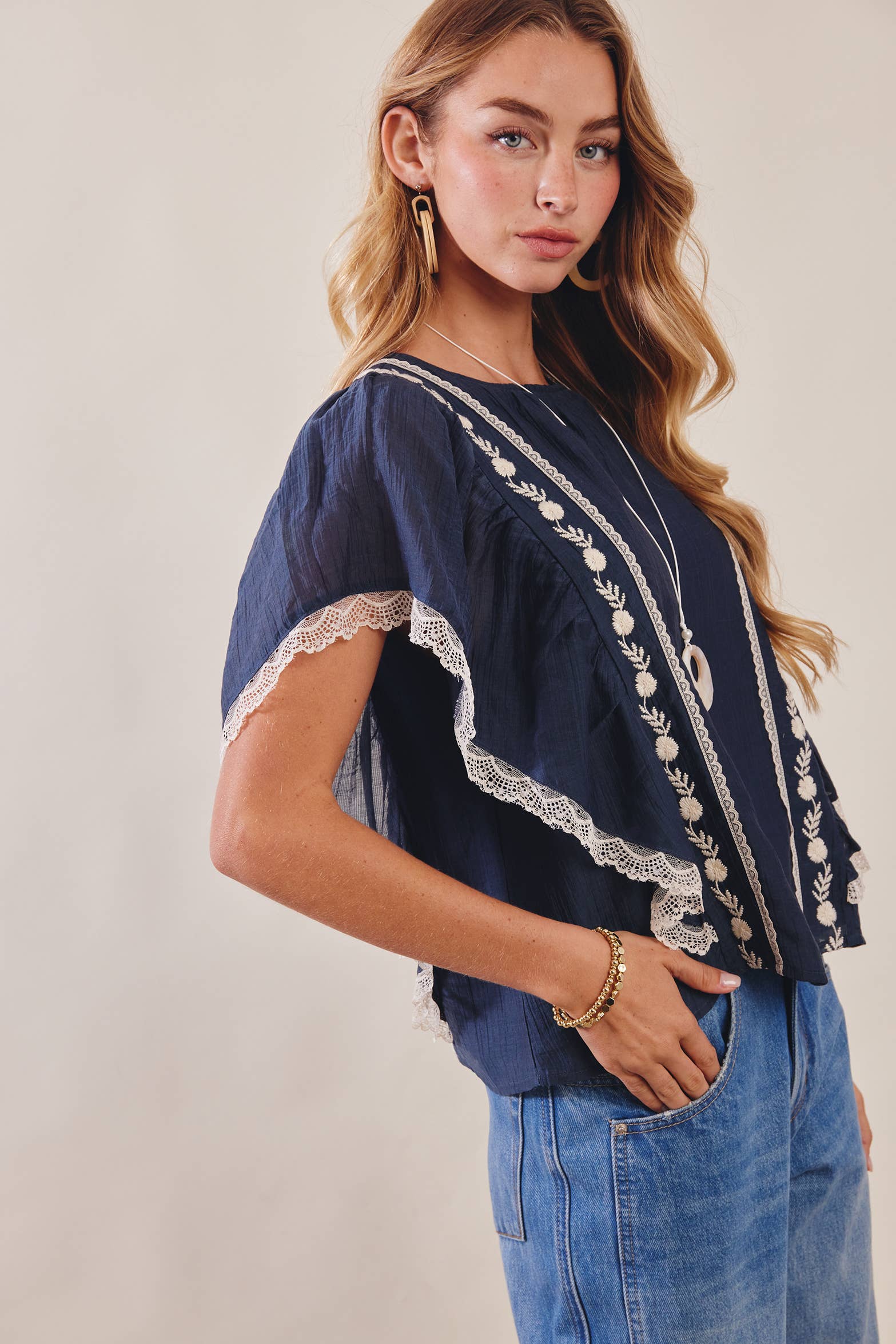 The Lace Trimmed Embroidered Top - Image 6