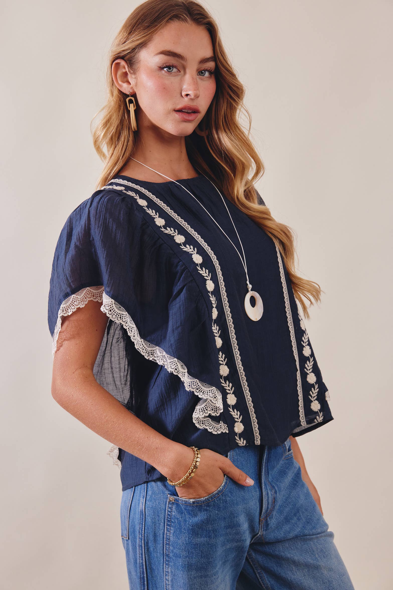 The Lace Trimmed Embroidered Top - Image 7