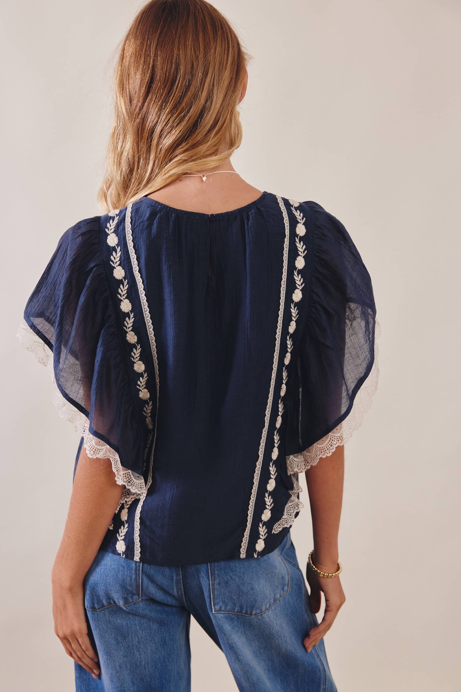 The Lace Trimmed Embroidered Top - Image 8