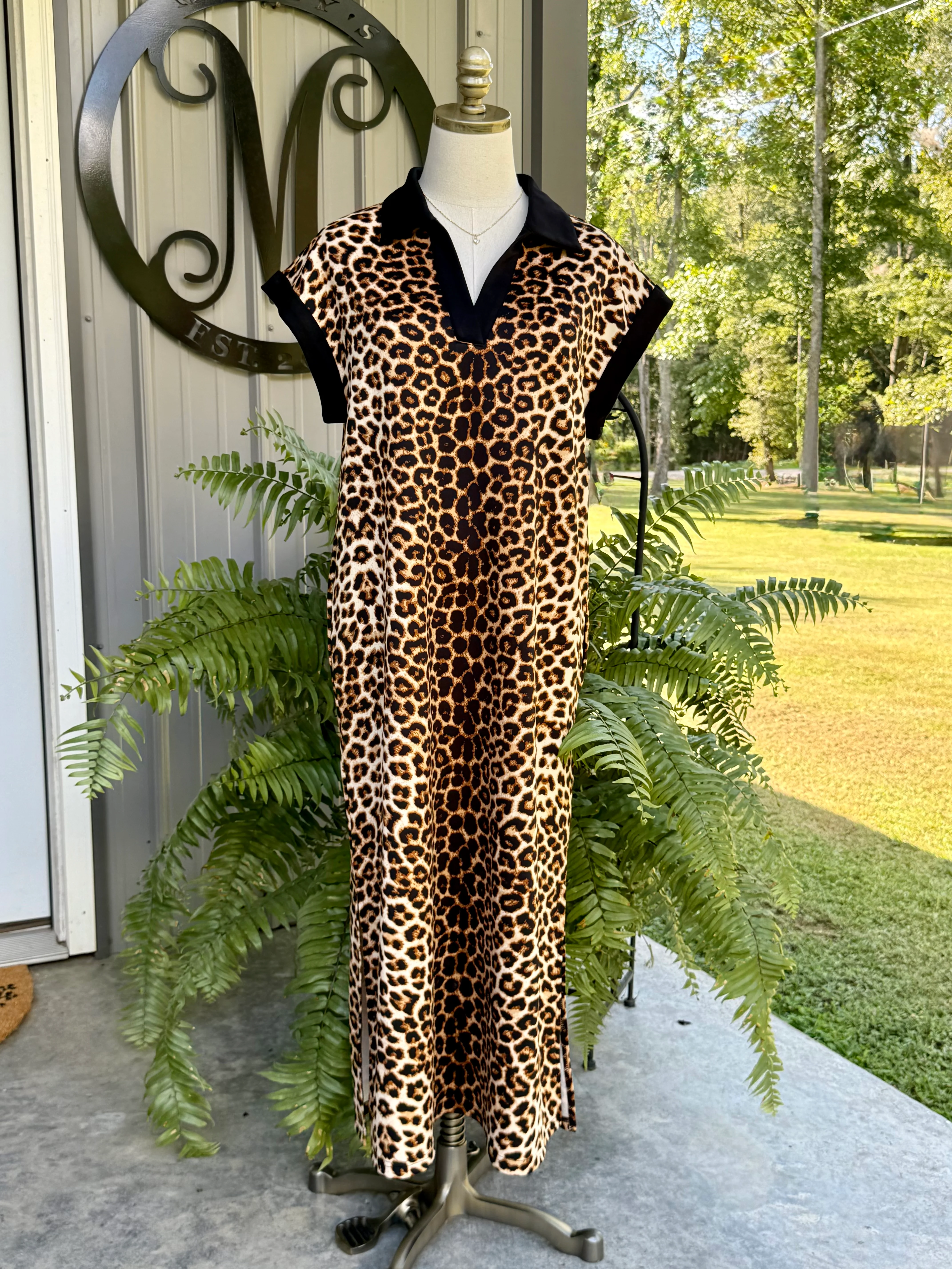 The Leopard Collared Midi Dress